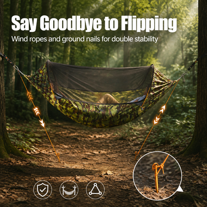 Portable Camping Hammock with Mosquito Net - Heavy Duty Parachute Nylon Hammock