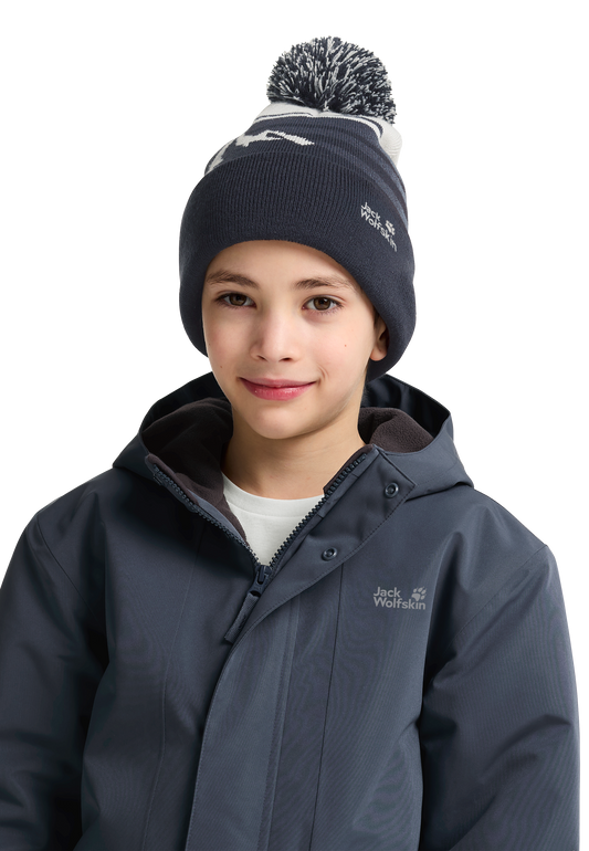 STRIPY POMPOM BEANIE K
