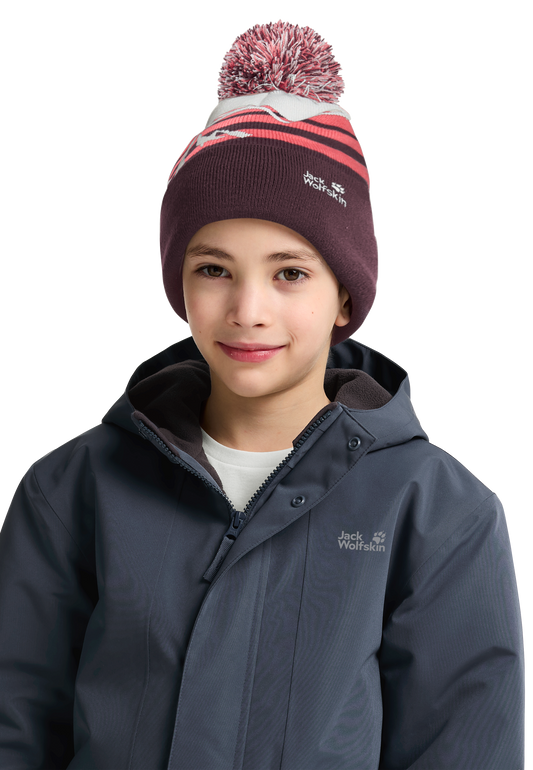 STRIPY POMPOM BEANIE K