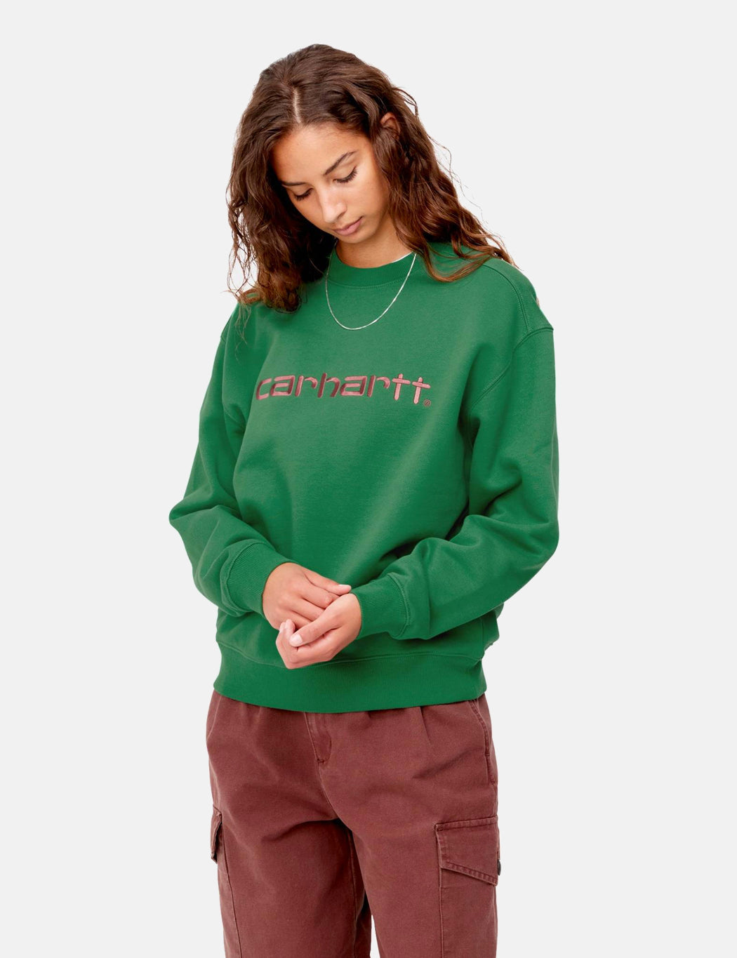 Damen-Sweatshirt – Bonsai Grün/Misty Blush Pink