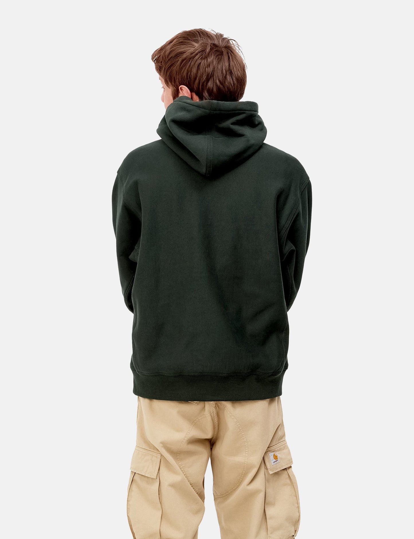 Kapuzenpullover mit American Script - Dunkles Zedernholzgrün