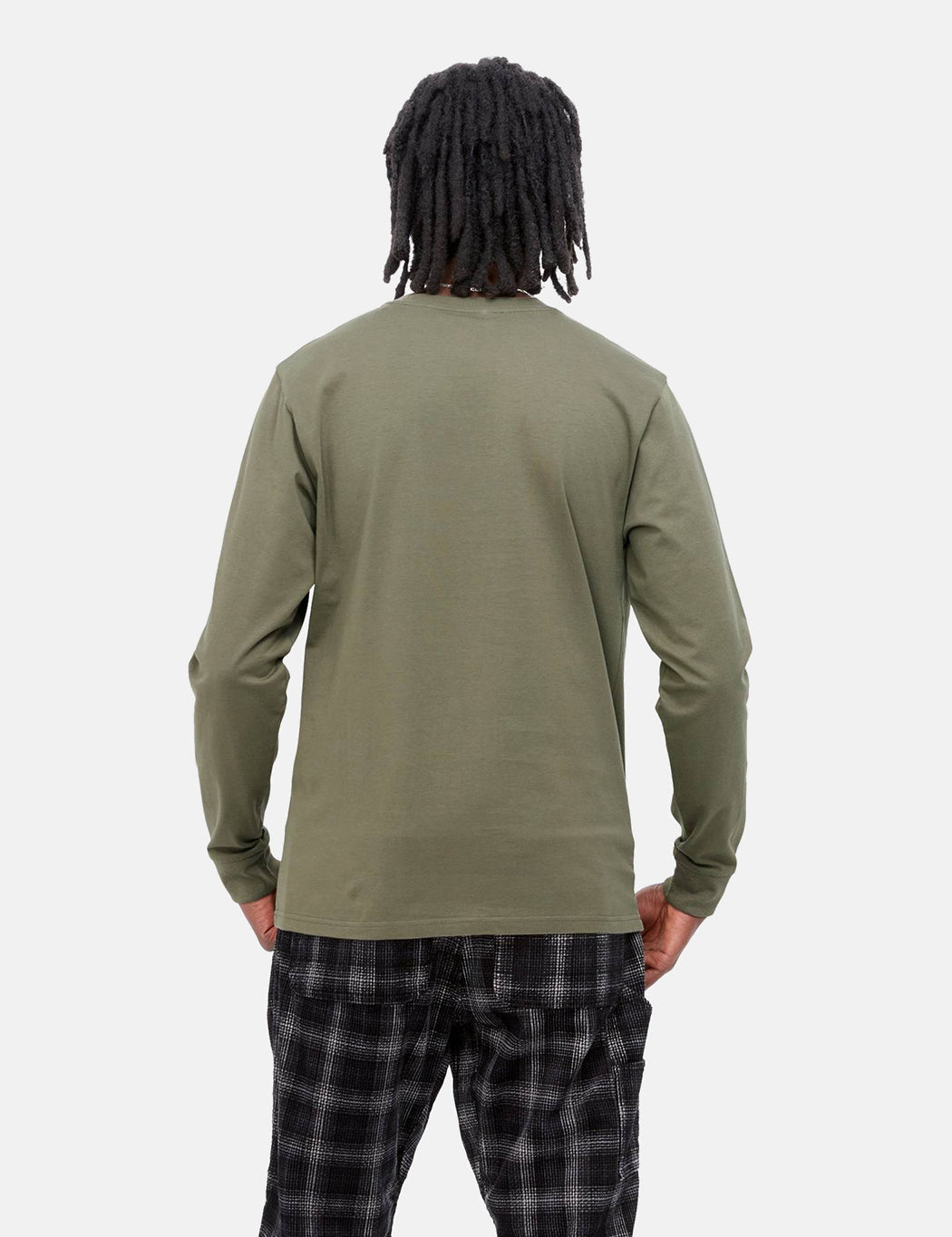 Langärmeliges T-Shirt mit Tasche – Seegrasgrün