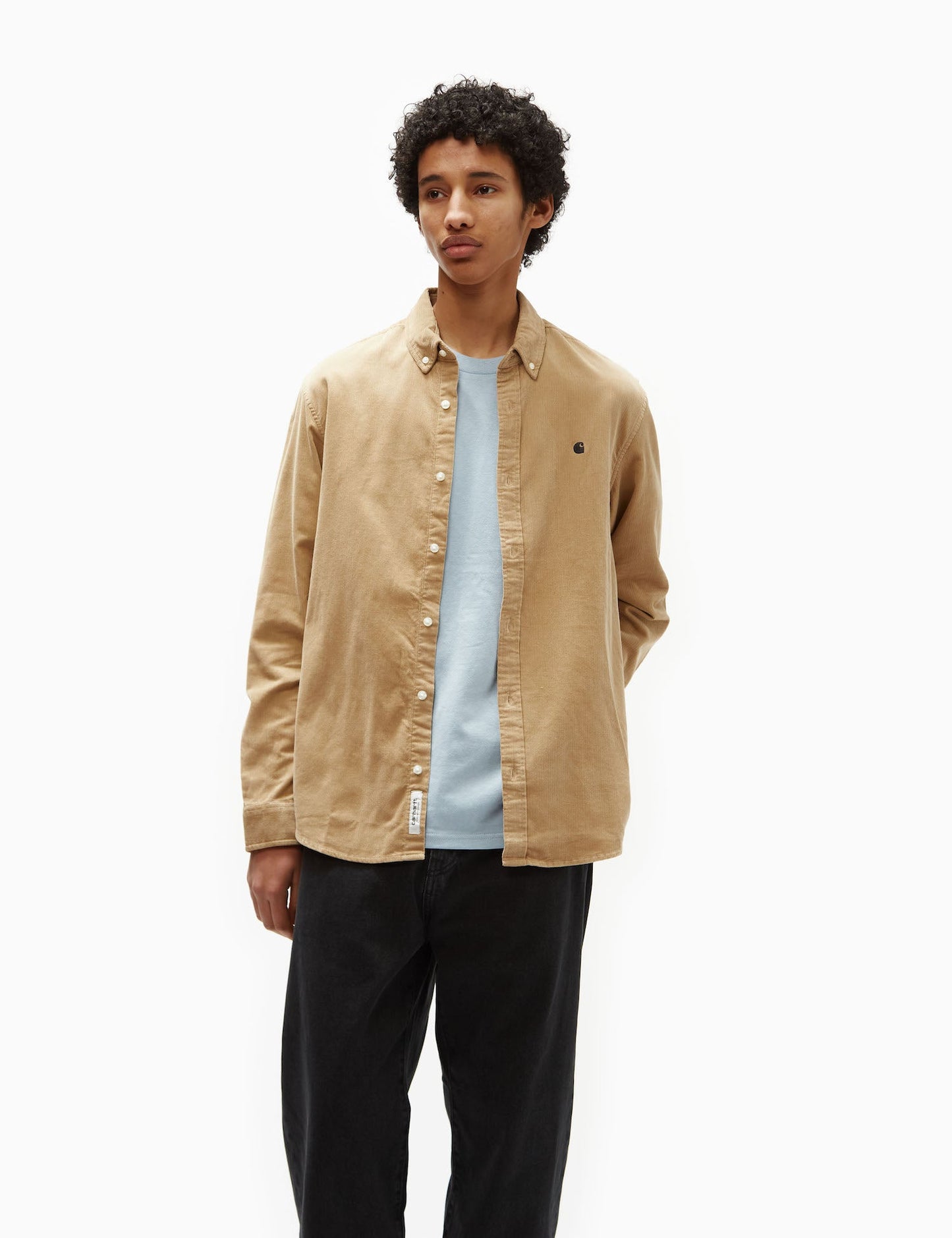 Chemise en velours côtelé Madison (coupe droite) - Bleu Sorrent