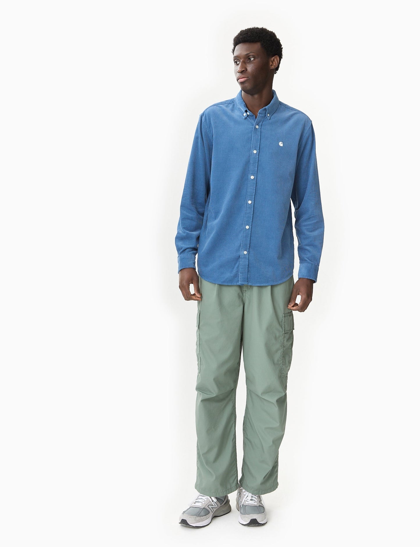 Chemise en velours côtelé Madison (coupe droite) - Bleu Sorrent
