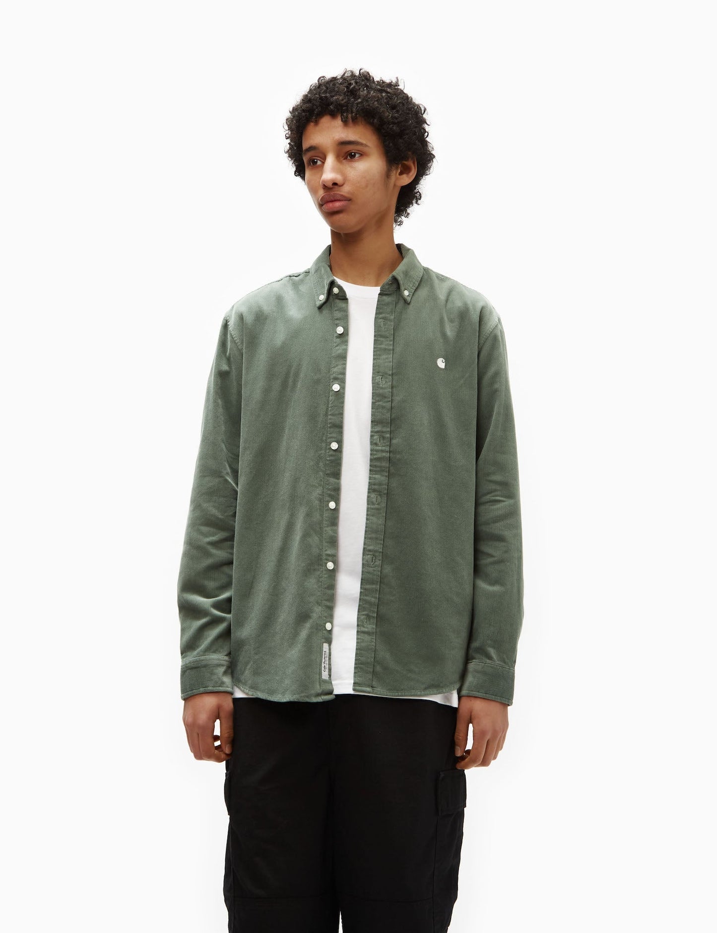 Chemise en velours côtelé Madison (coupe droite) - Bleu Sorrent