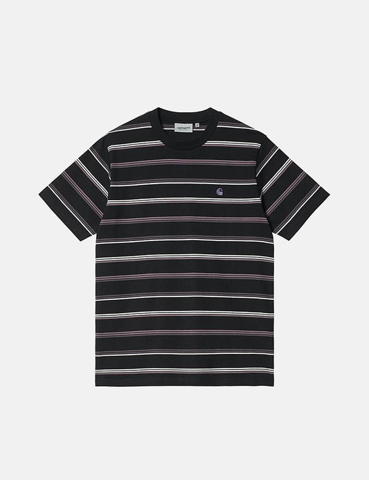 T-shirt Vonn à rayures – Noir/Violet artichaut