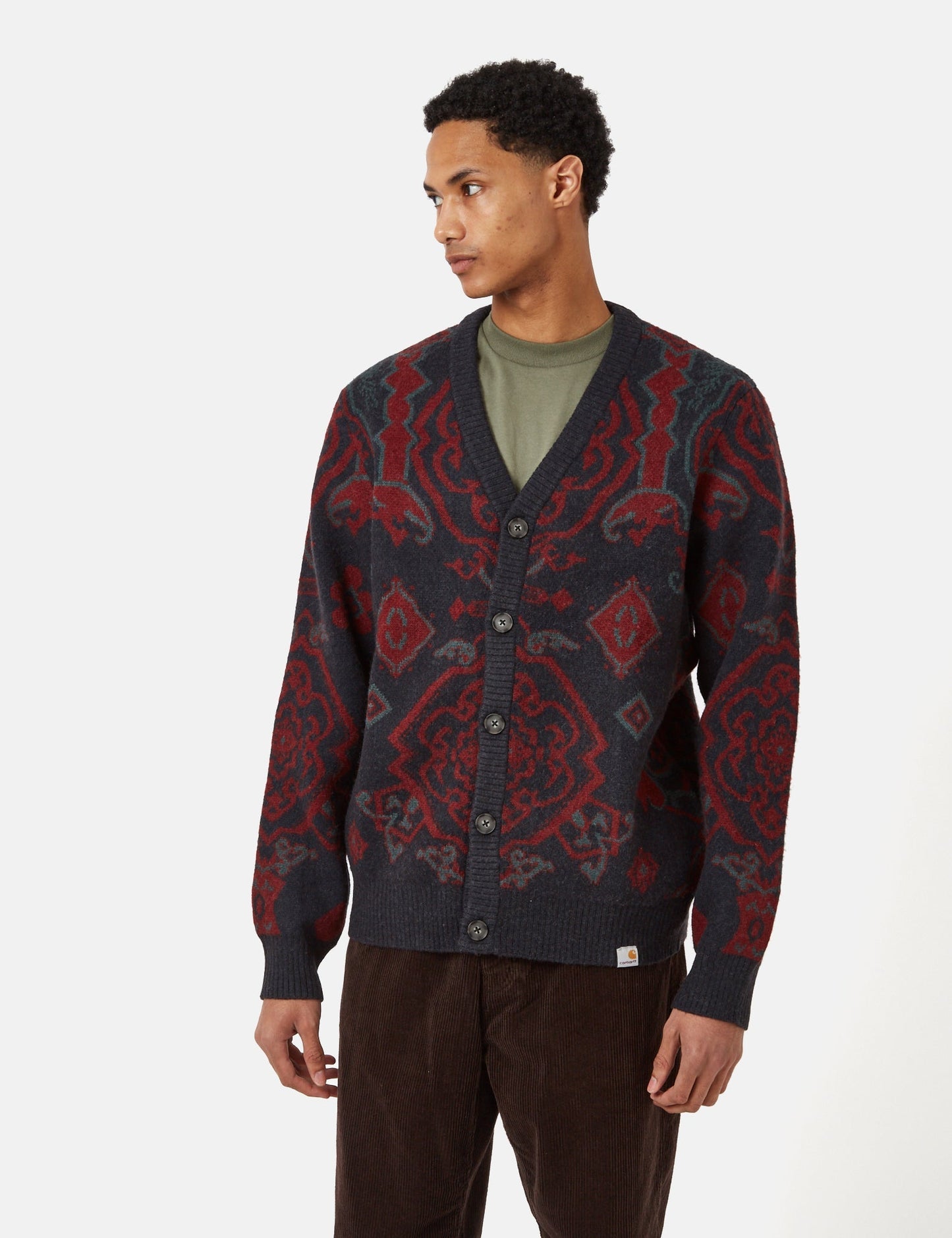 Cardigan Verse (jacquard Verse) - Bleu marine foncé