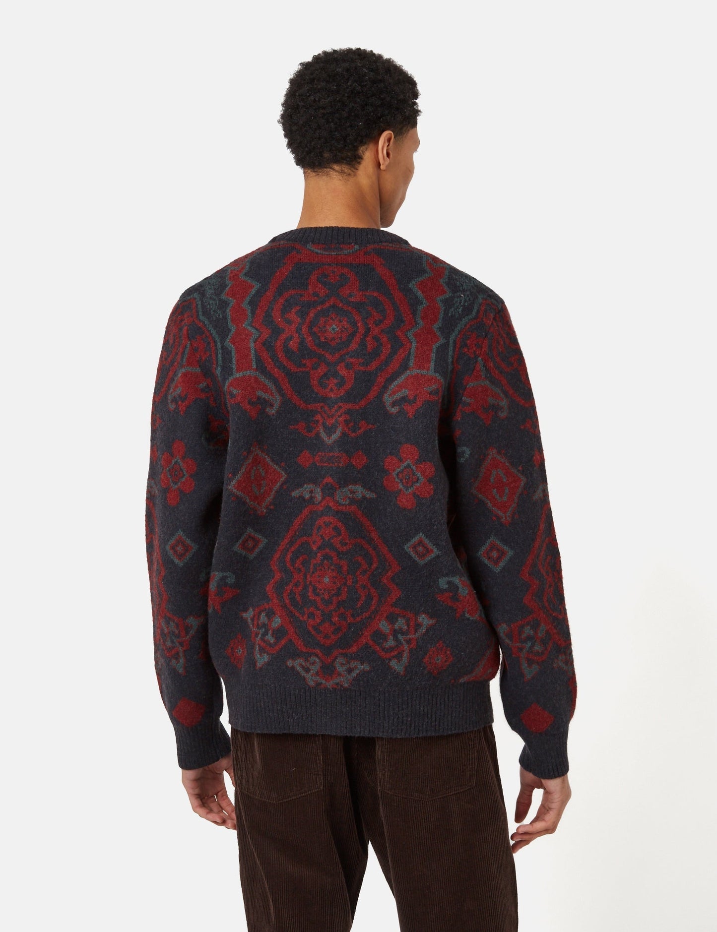 Cardigan Verse (jacquard Verse) - Bleu marine foncé