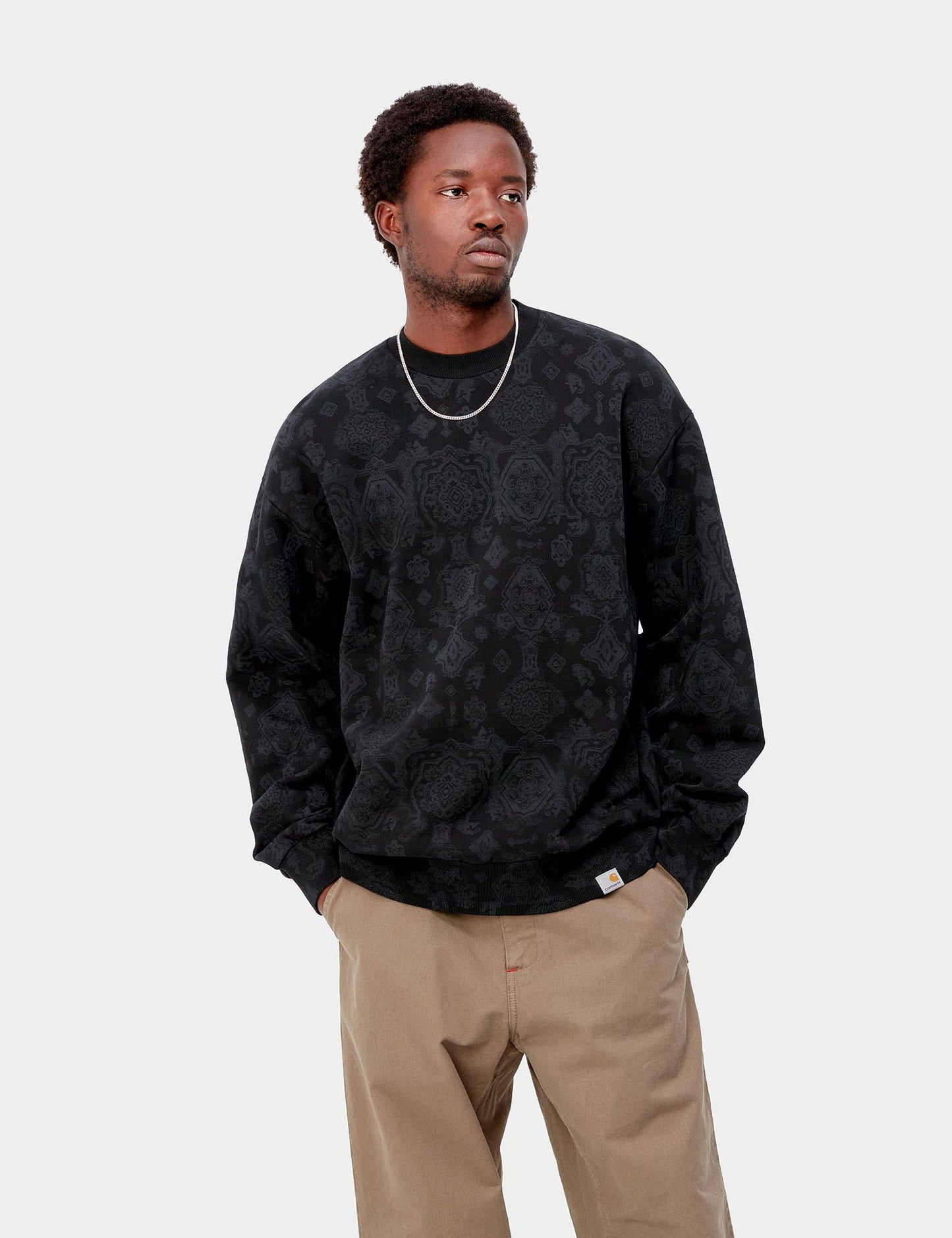 Sweatshirt mit Vers-Aufdruck – Schwarz