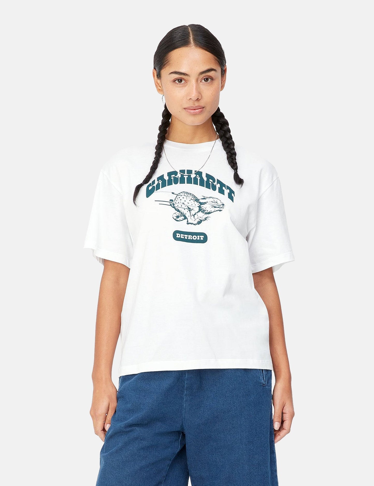 Damen T-Shirt Wildcat (locker geschnitten) – Weiß