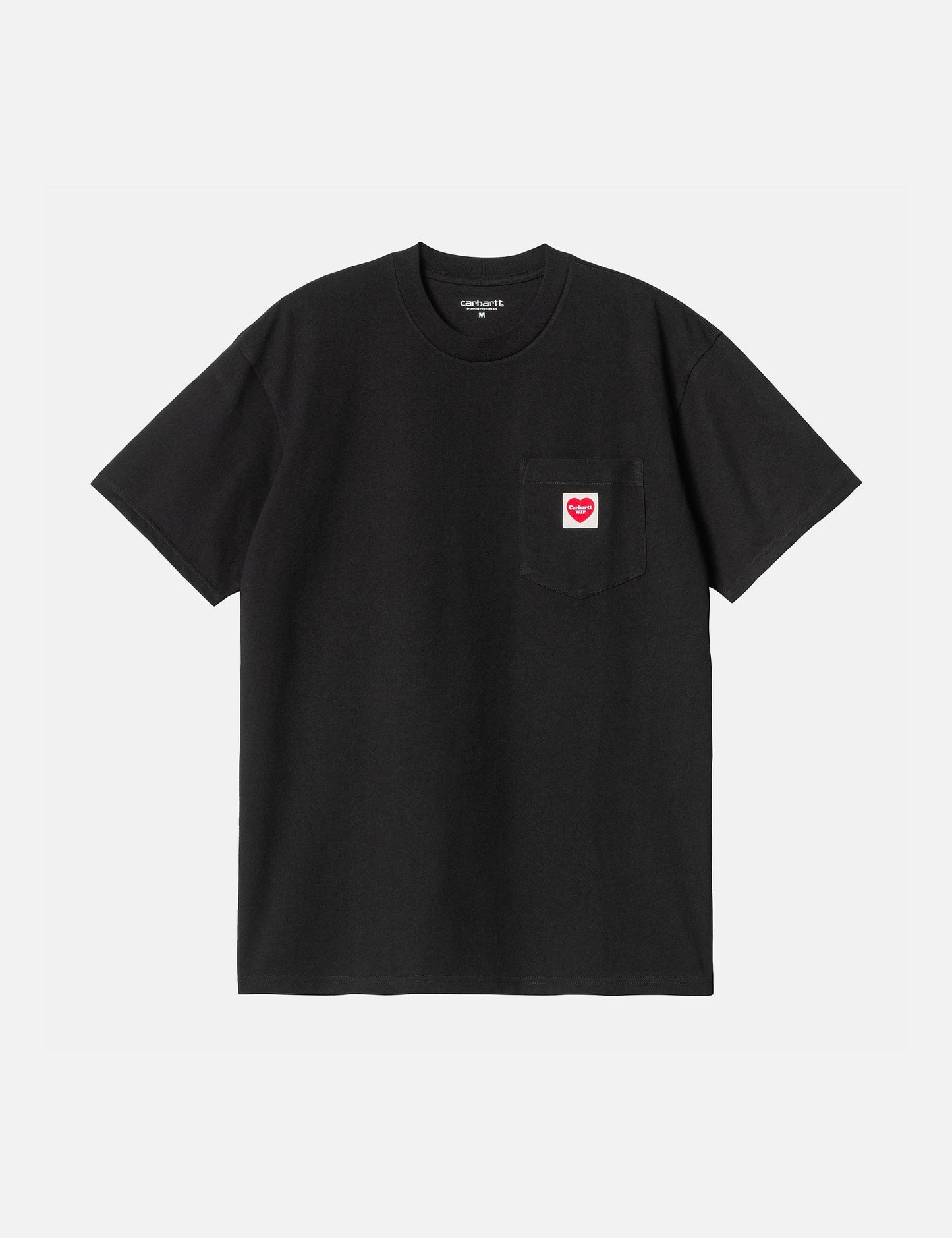 T-Shirt mit Herztasche (locker sitzend) – Schwarz