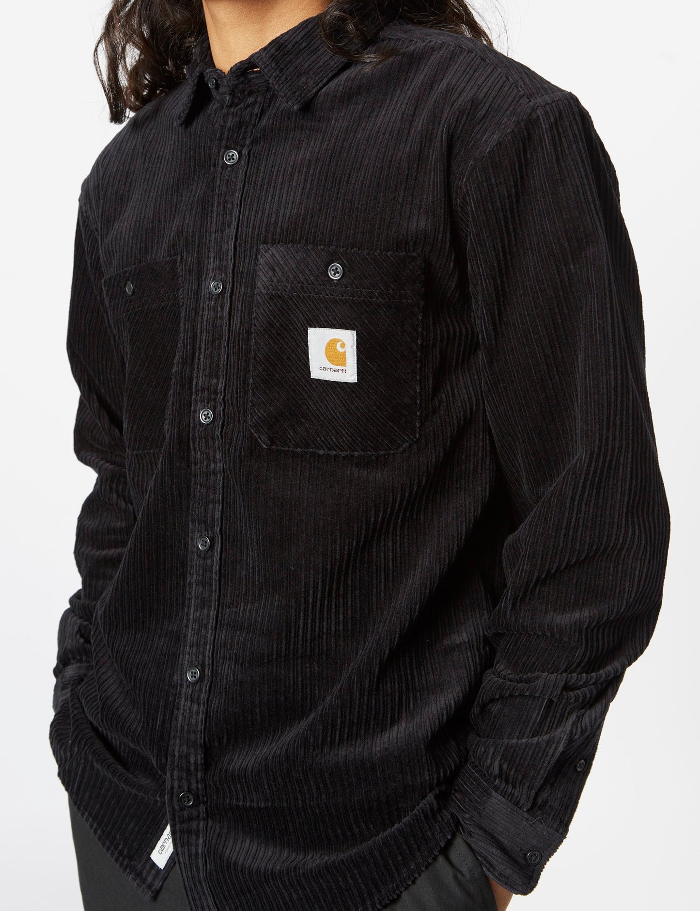 Chemise Rhodes à manches longues (ample, velours côtelé) - Noir