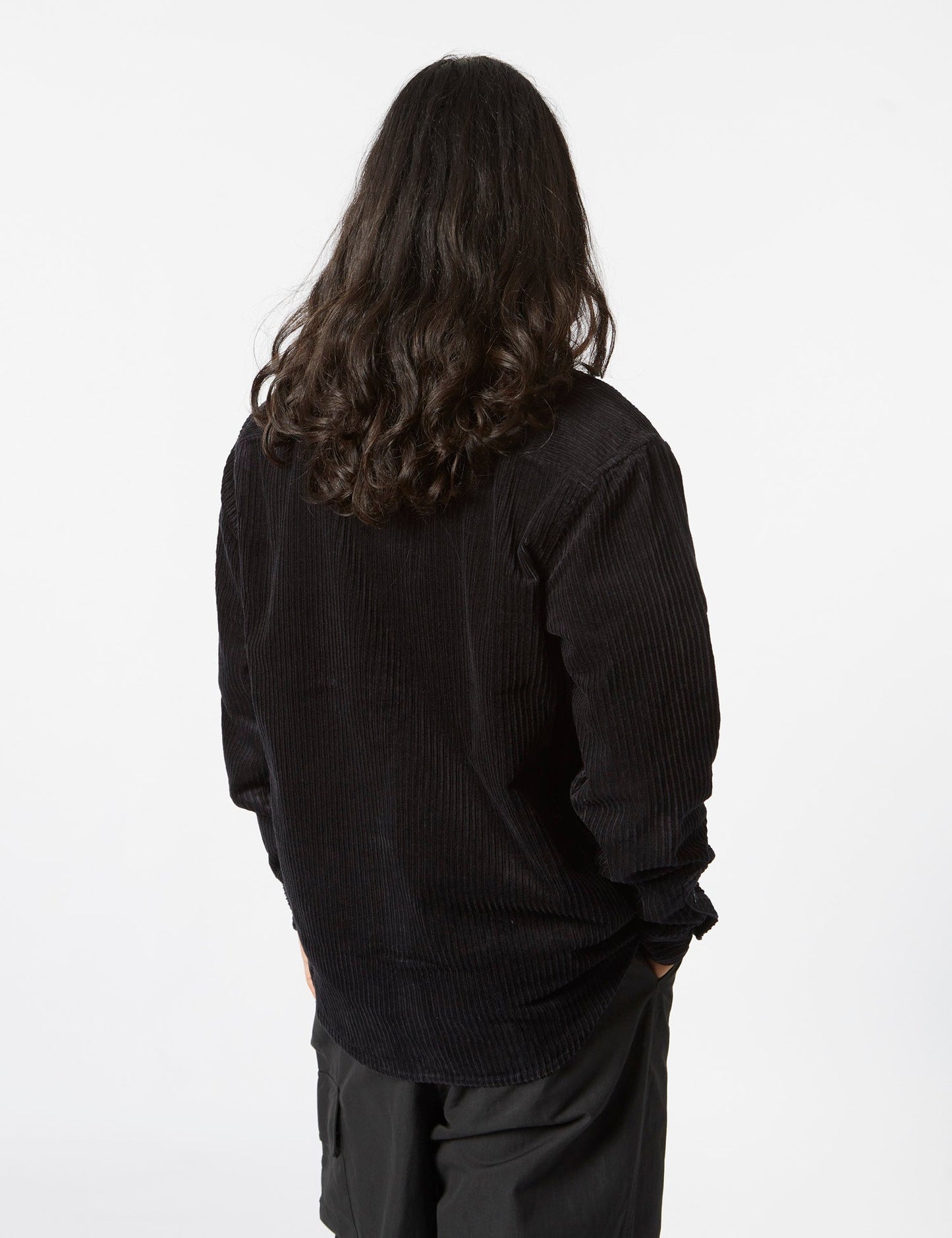 Chemise Rhodes à manches longues (ample, velours côtelé) - Noir