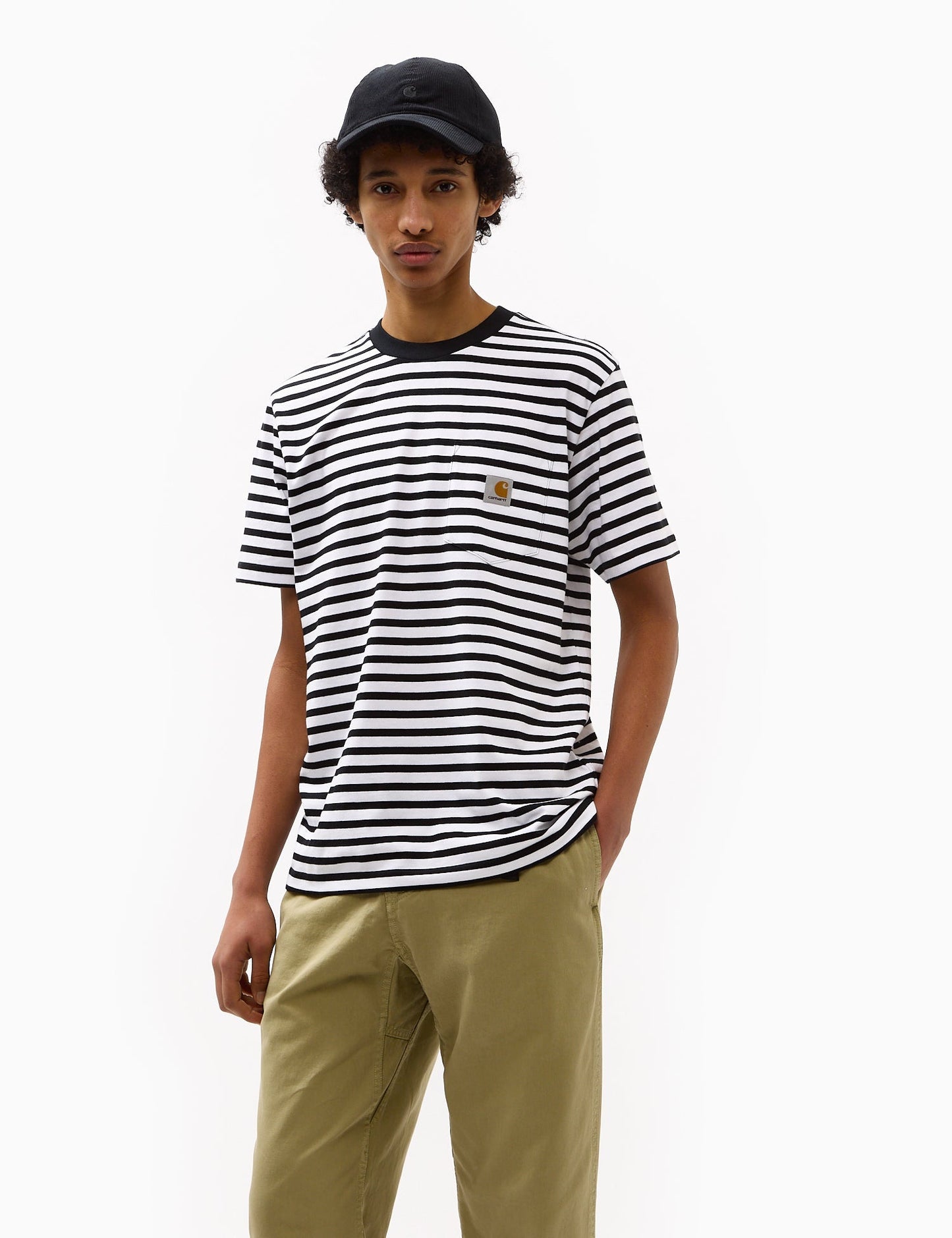 Seidler Streifen-T-Shirt mit Brusttasche – Sorrent-Blau