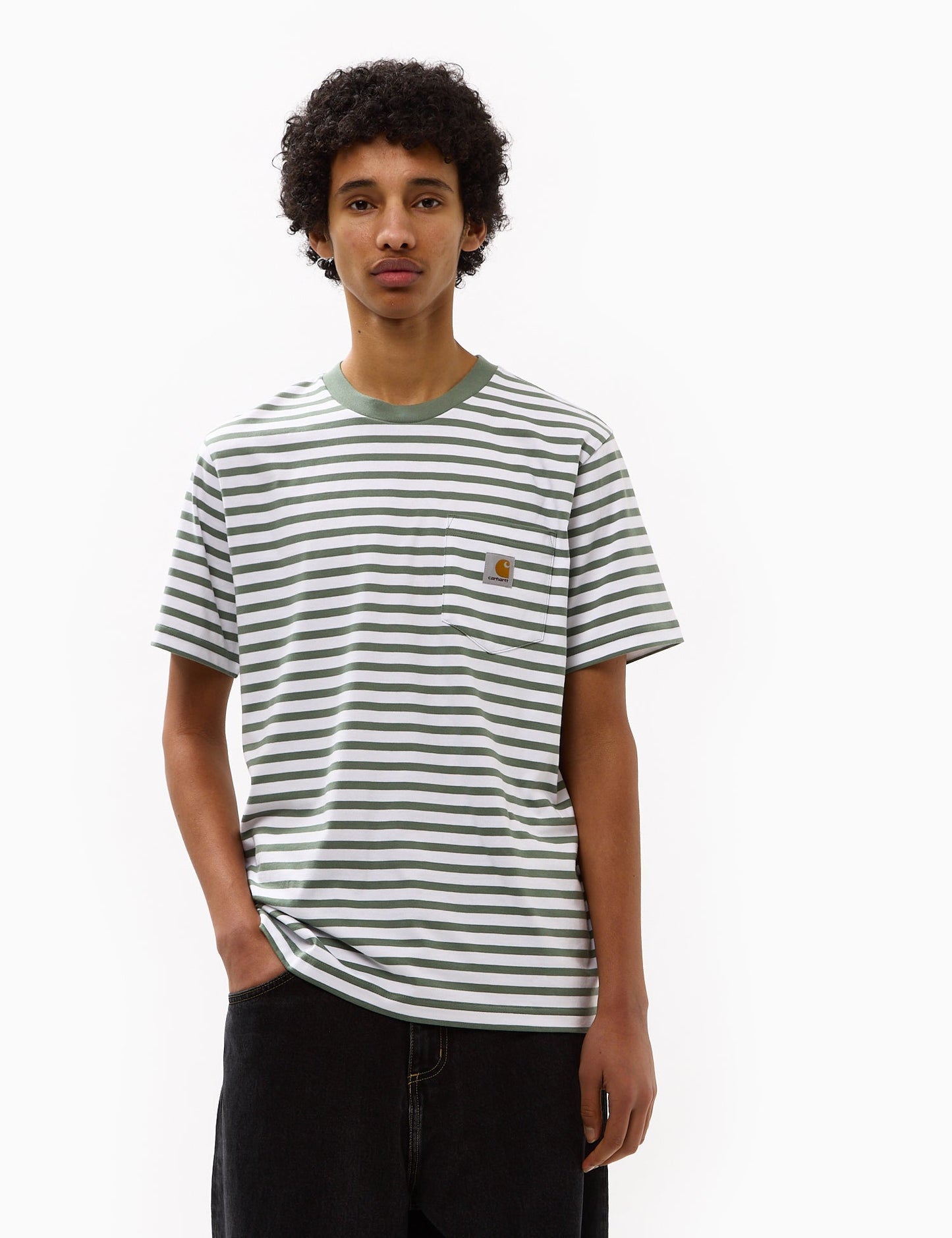 Seidler Streifen-T-Shirt mit Tasche – Schwarz/Weiß