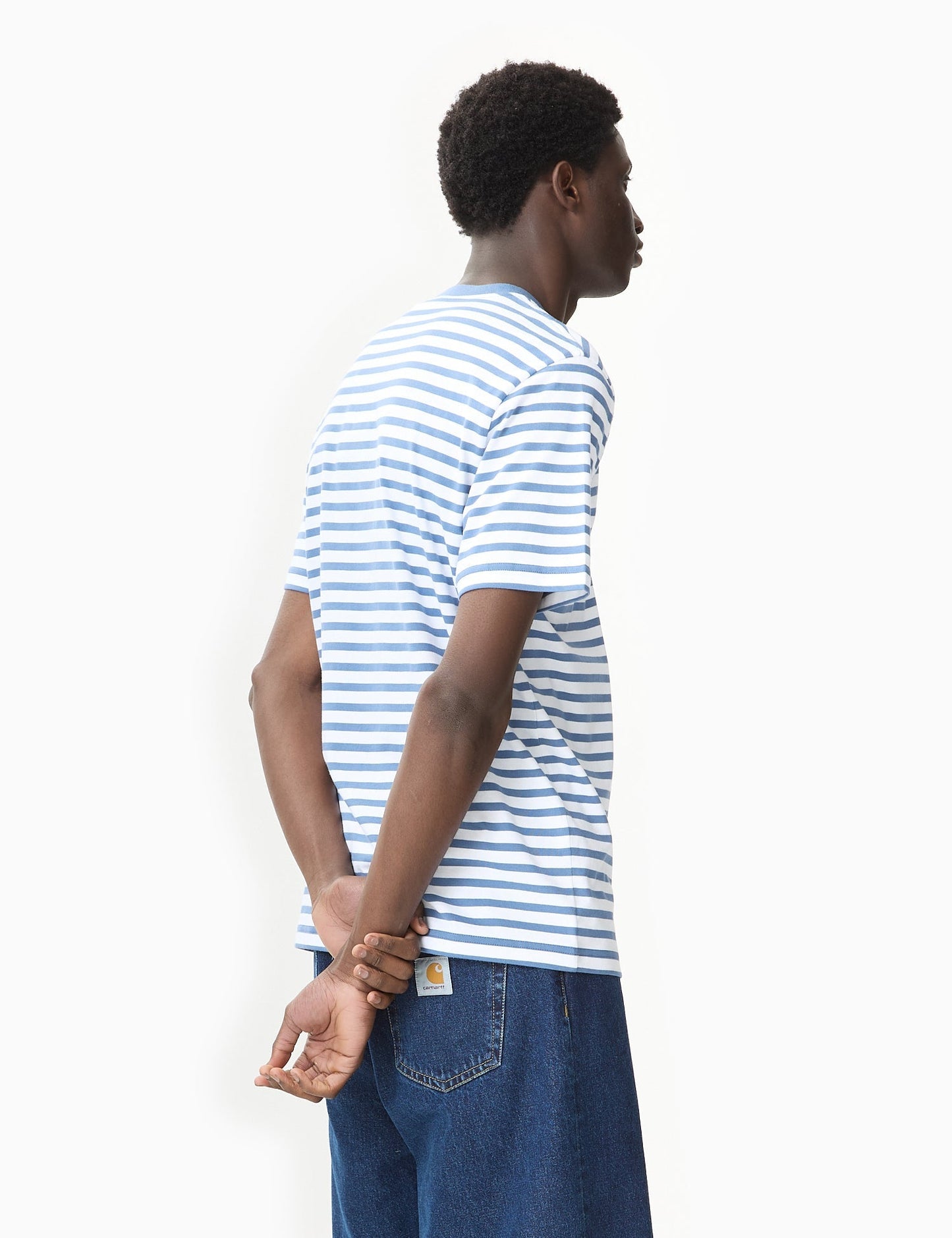 Seidler Streifen-T-Shirt mit Brusttasche – Sorrent-Blau