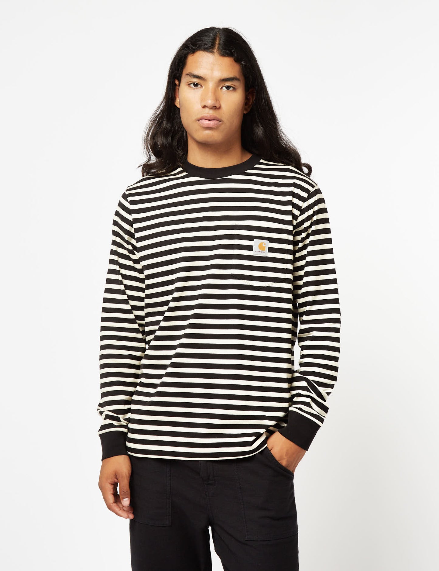 T-shirt à manches longues Seidler Pocket (Seidler Stripe) - Gris sel/noir