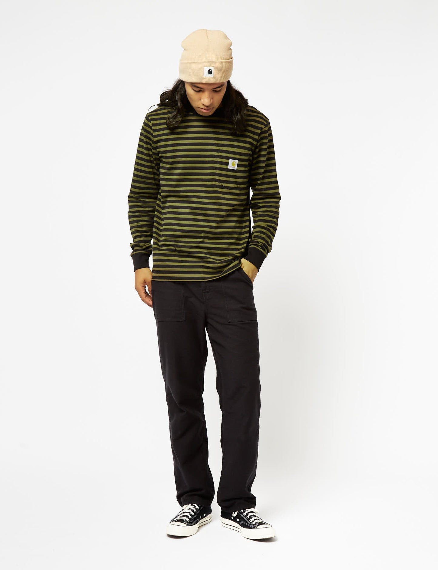 T-shirt à manches longues Seidler Pocket (Seidler à rayures) - Vert bruyère