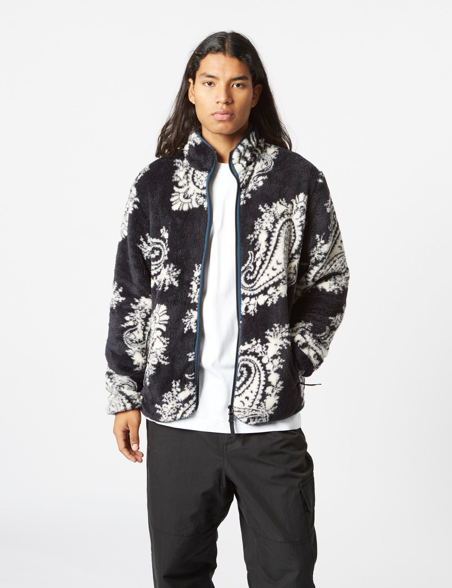 Veste polaire Jebson (grand imprimé Paisley) - Noir/Bleu foncé Squid