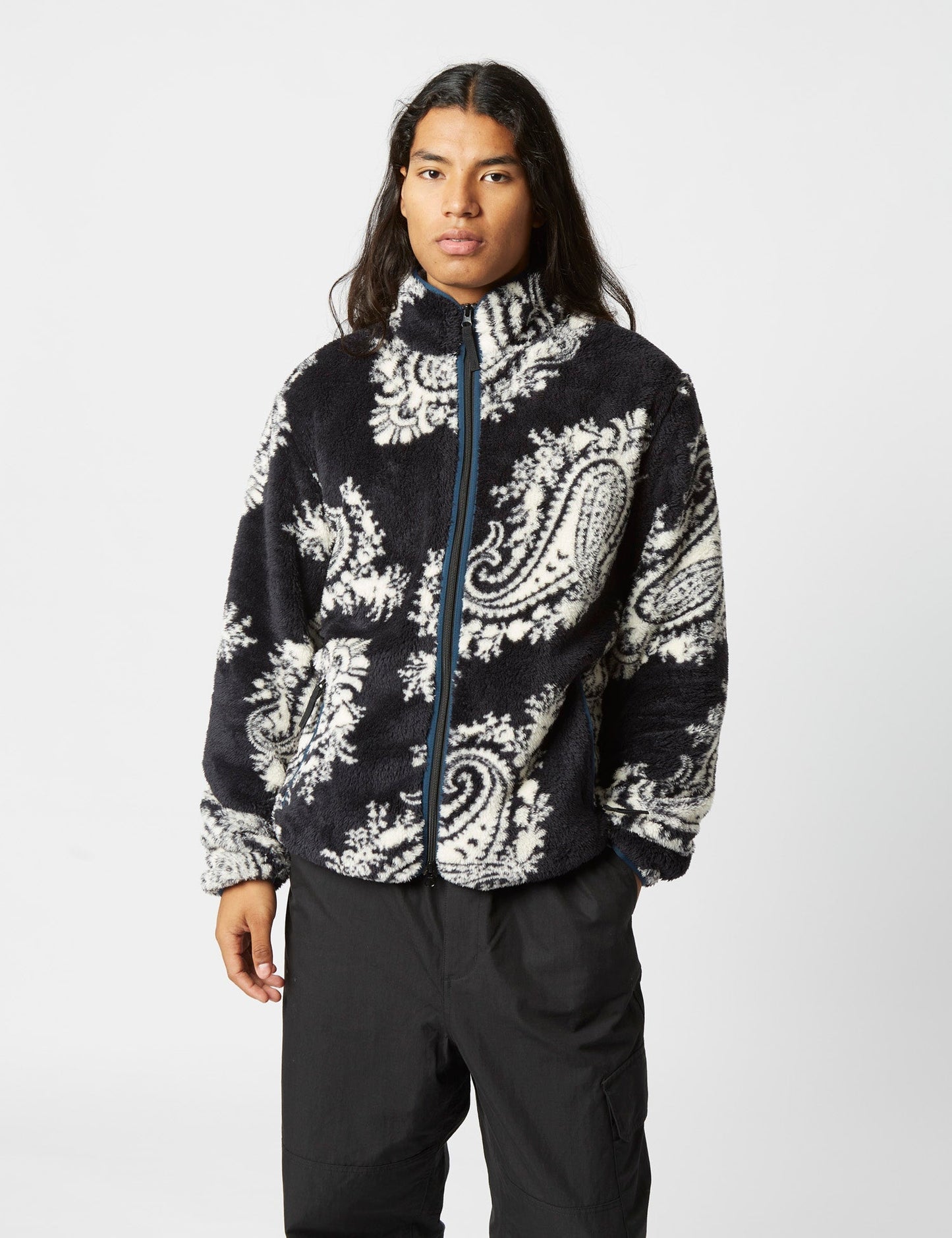 Veste polaire Jebson (grand imprimé Paisley) - Noir/Bleu foncé Squid