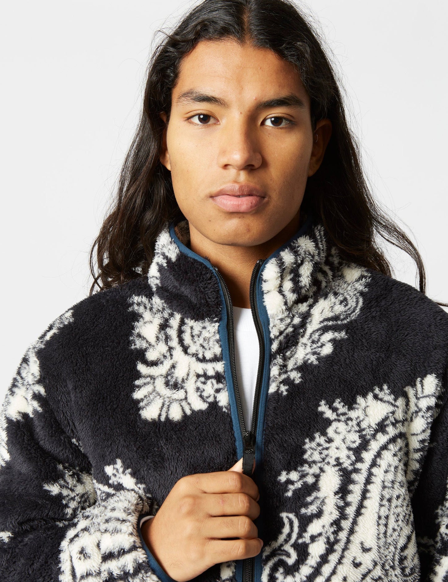 Veste polaire Jebson (grand imprimé Paisley) - Noir/Bleu foncé Squid