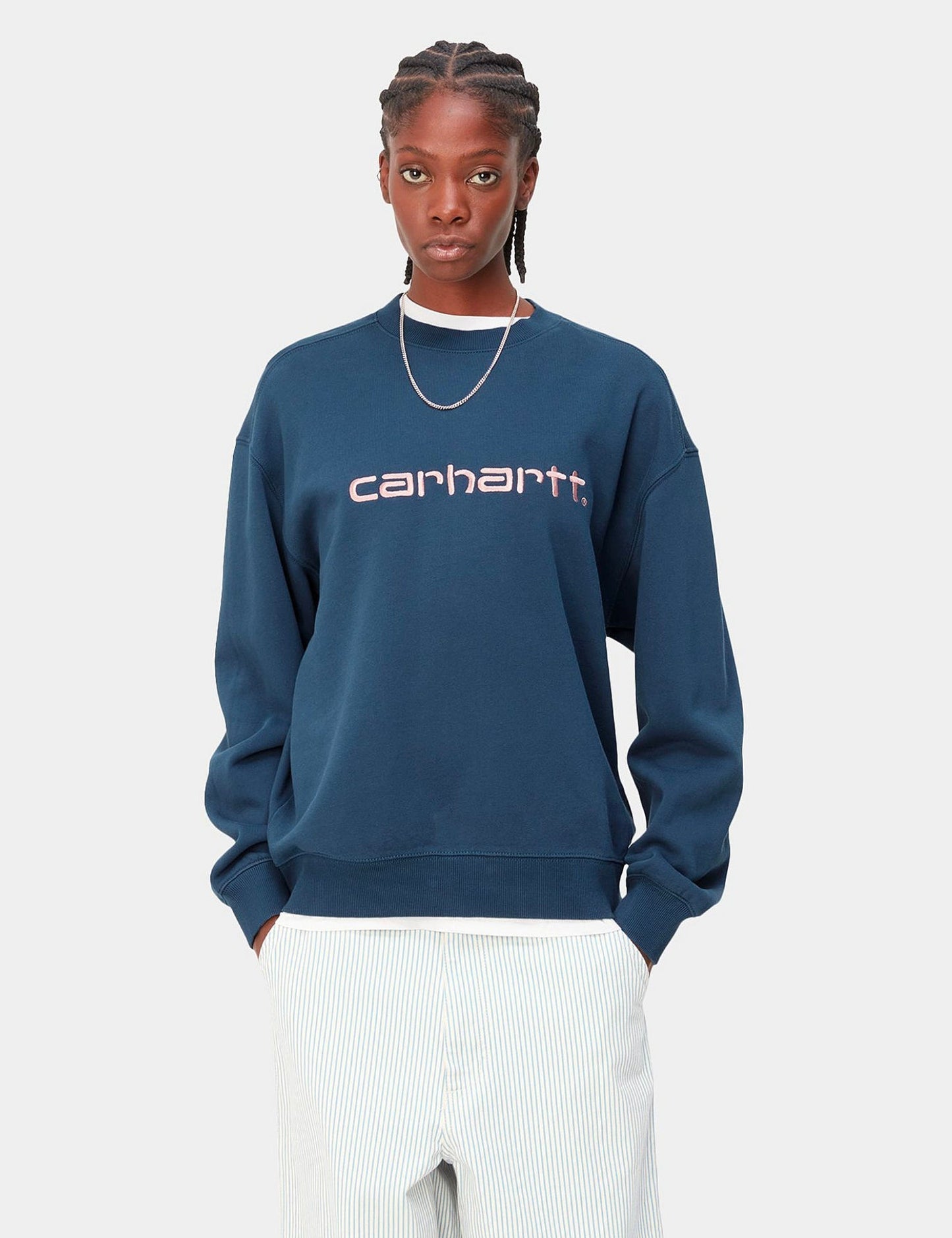 Damen-Sweatshirt – Bonsai Grün/Misty Blush Pink