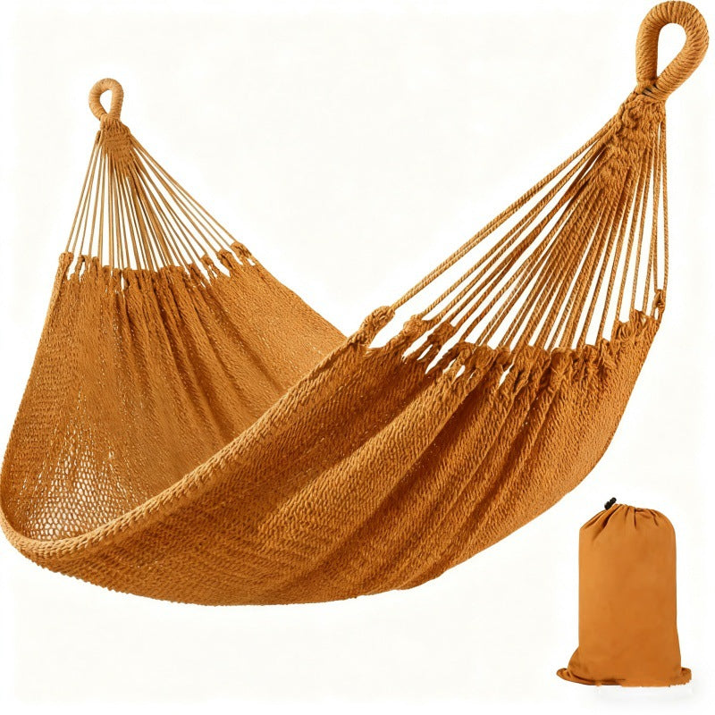 Double Cotton Hammock with Hand-Woven Design - Portable & Breathable