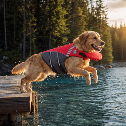 floaty - dog life jacket with head rest