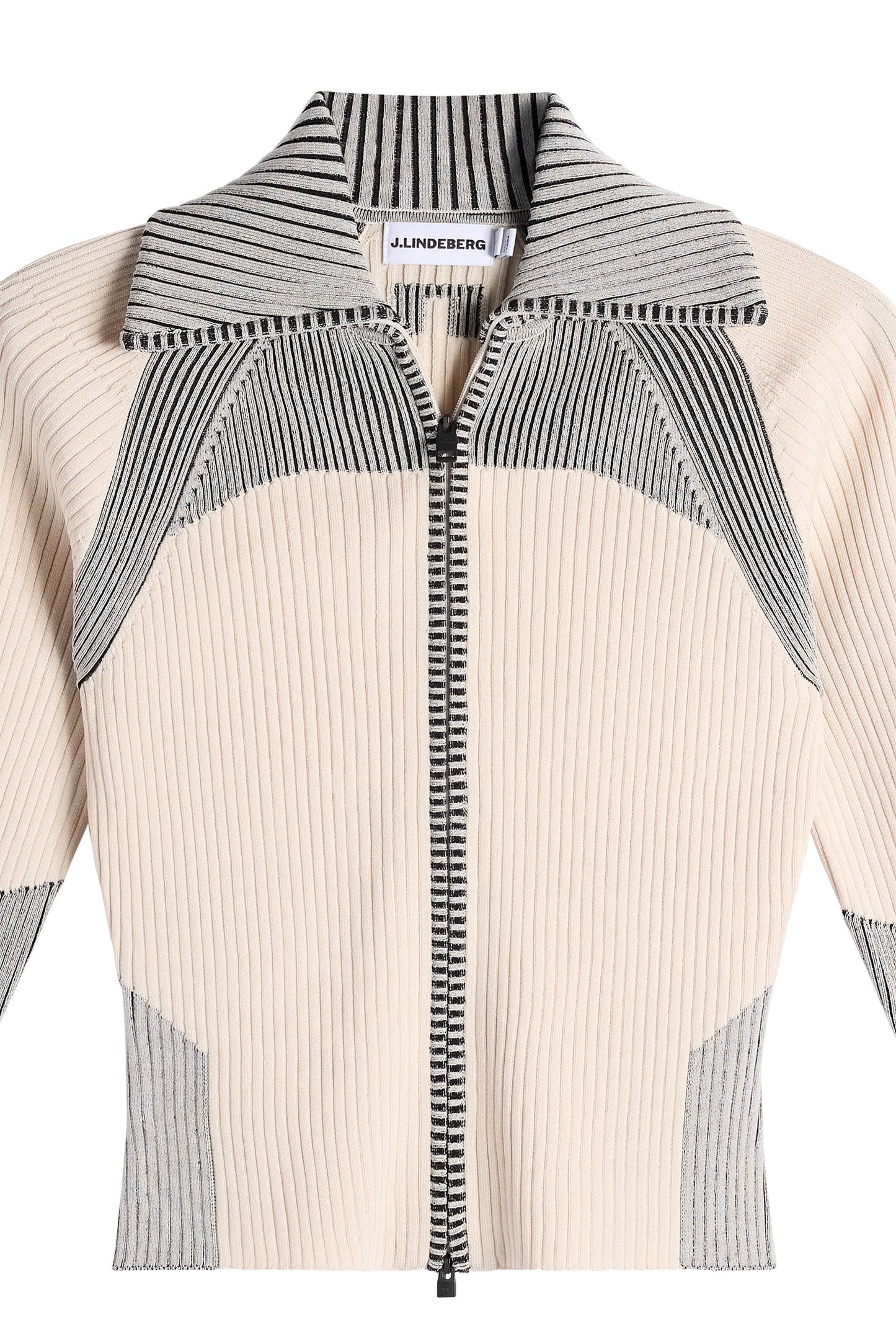 Terri Contrast Rib Zip Sweater / Moonbeam