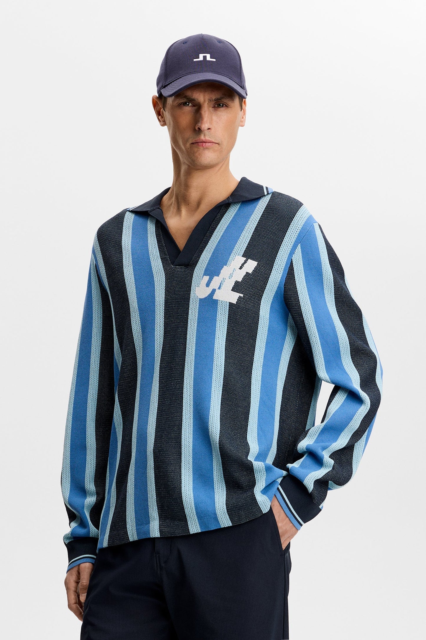 Silas Stripe Polo Knit / Navy