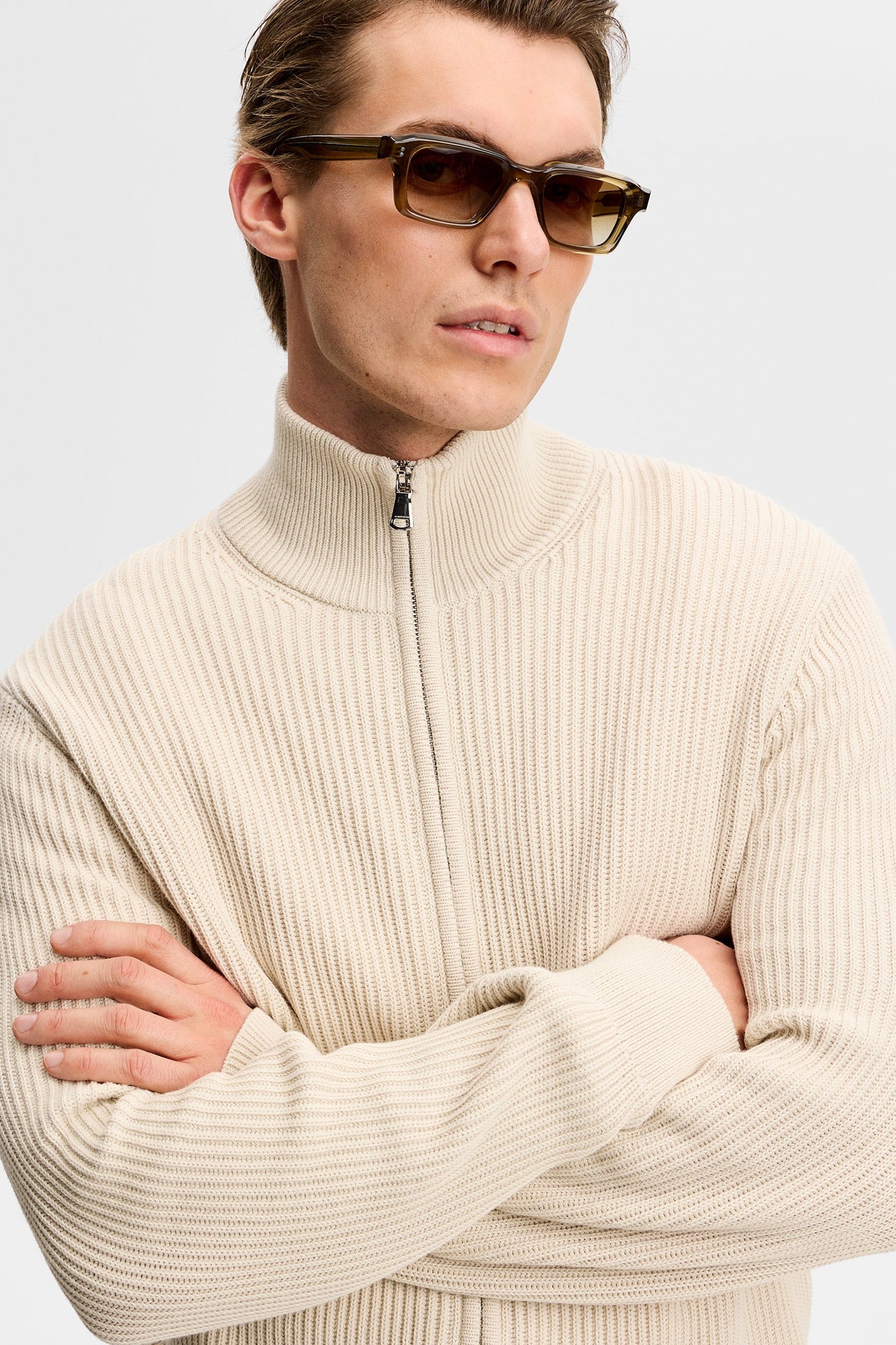 Alexis Full Zip Cardigan / Moonbeam