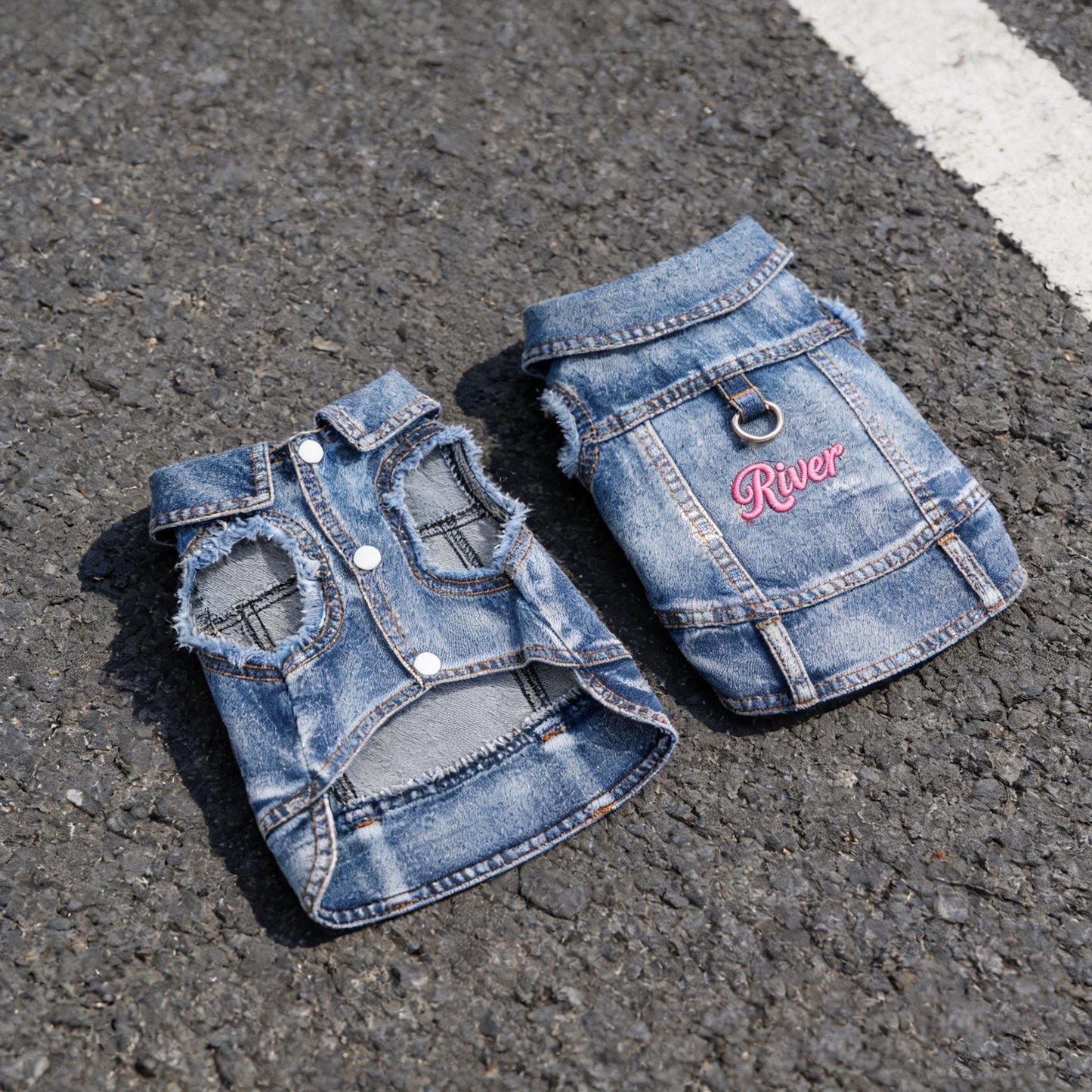 Personalisierte bestickte Haustier-Jeansweste mit Namen | inCloth63