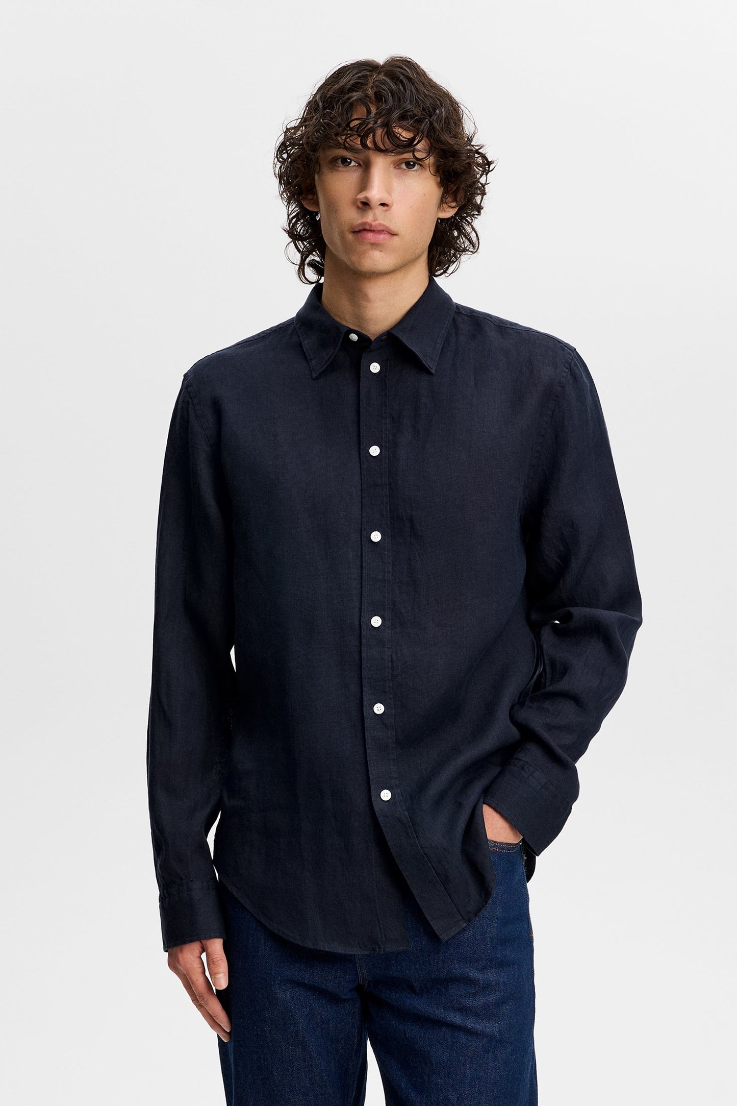 Zachary Clean Linen Shirt / Navy