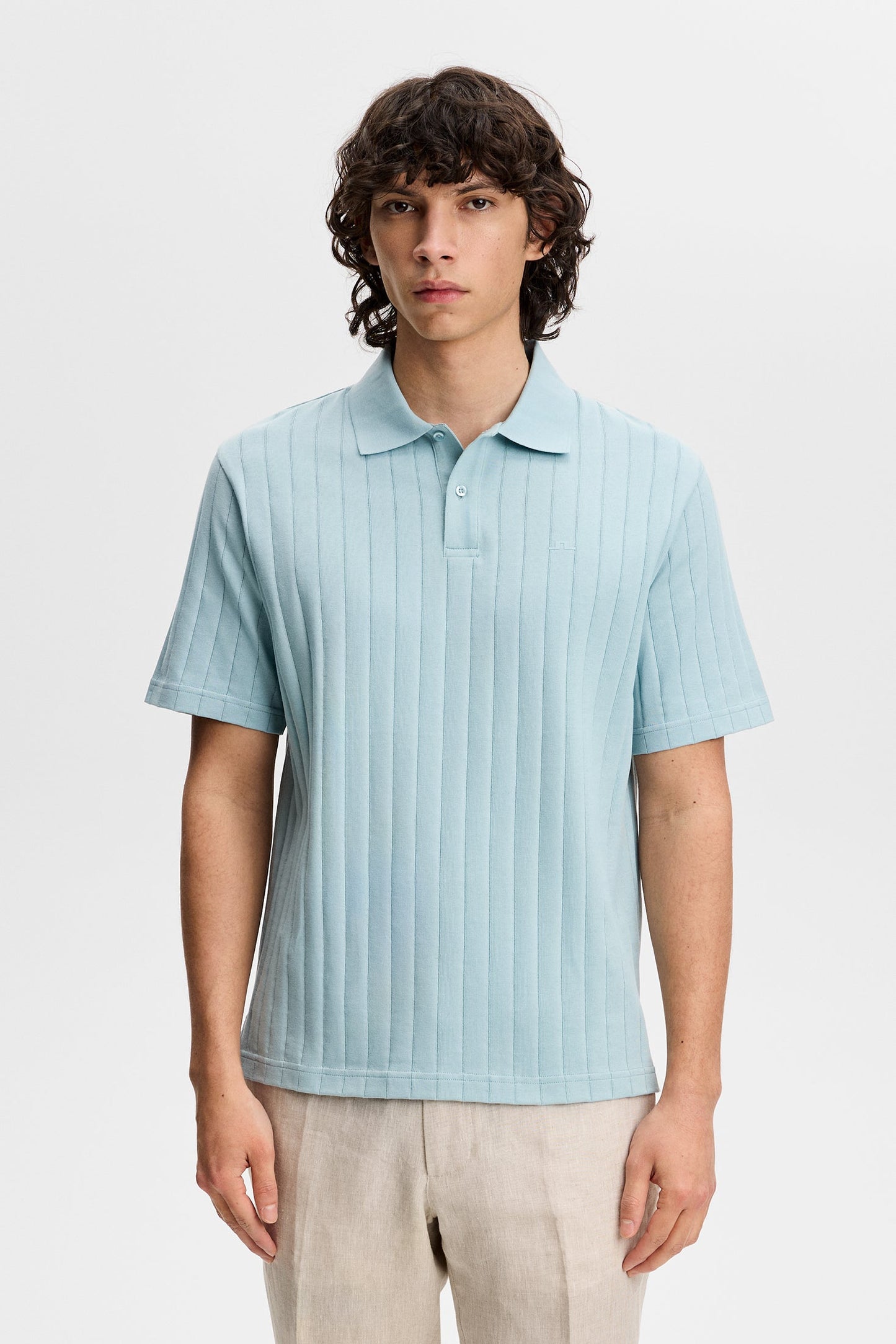 Simon Stripe Polo / Forget-Me-Not