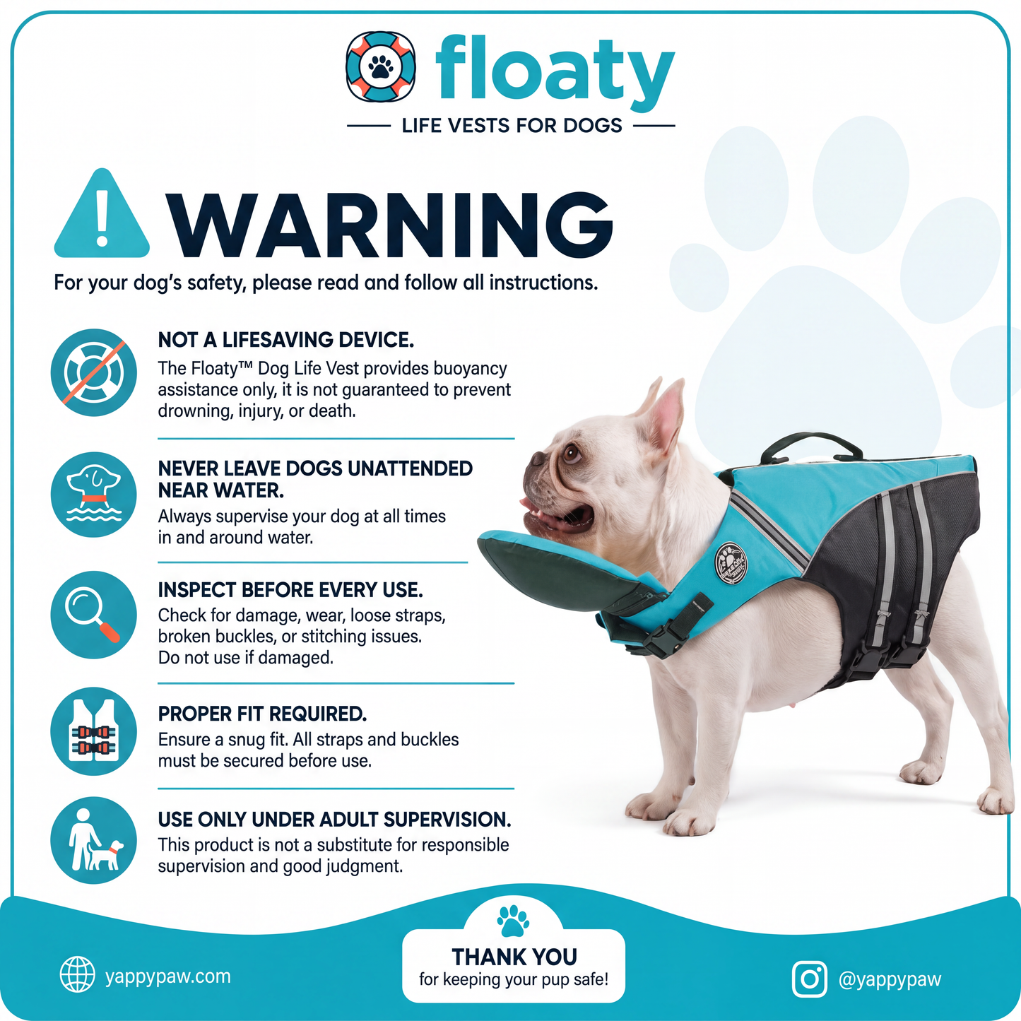 floaty - dog life jacket with head rest