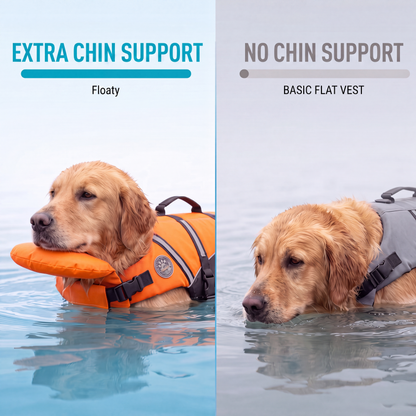 floaty - dog life jacket with head rest