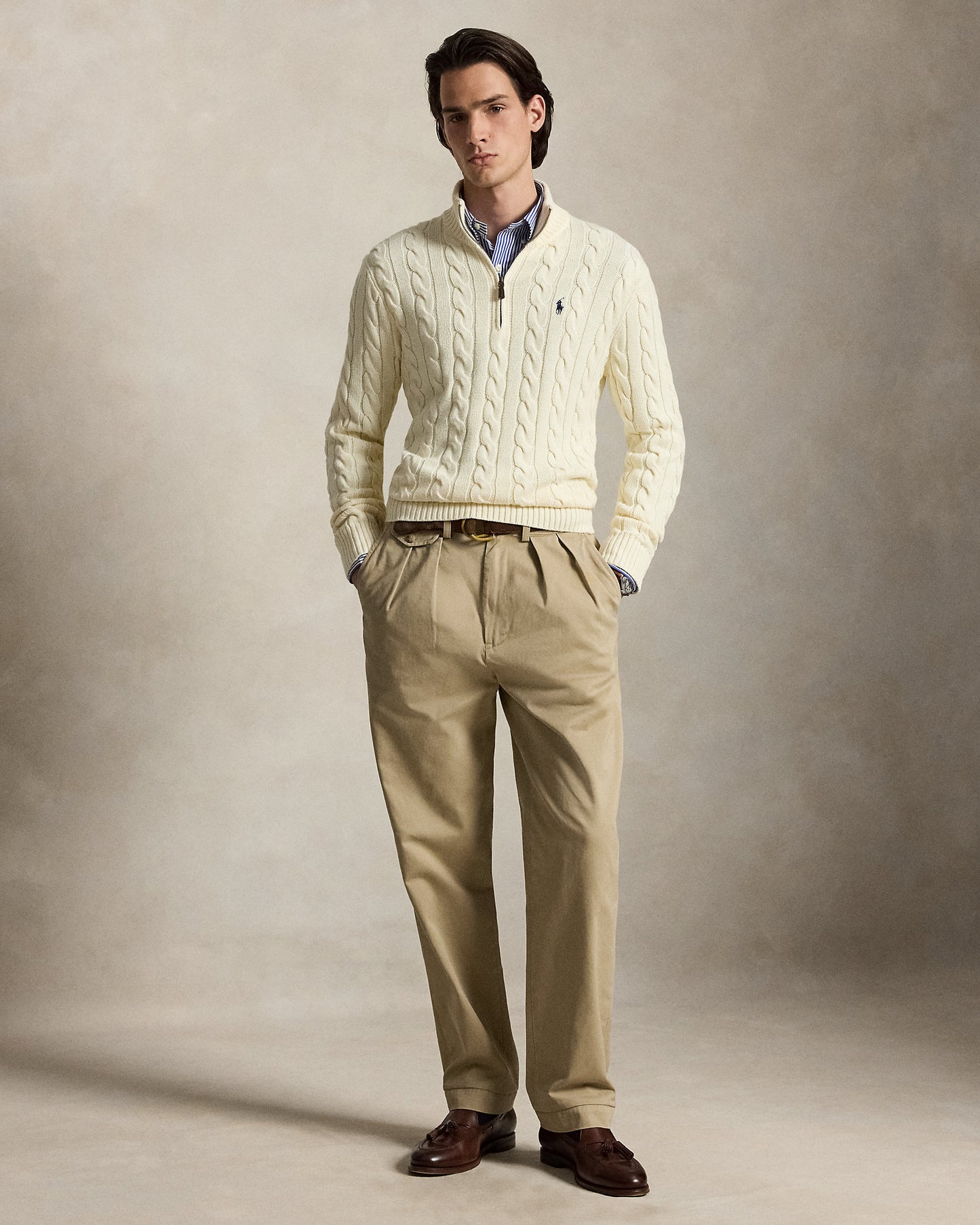 Cable-Knit Cotton Quarter-Zip Jumper