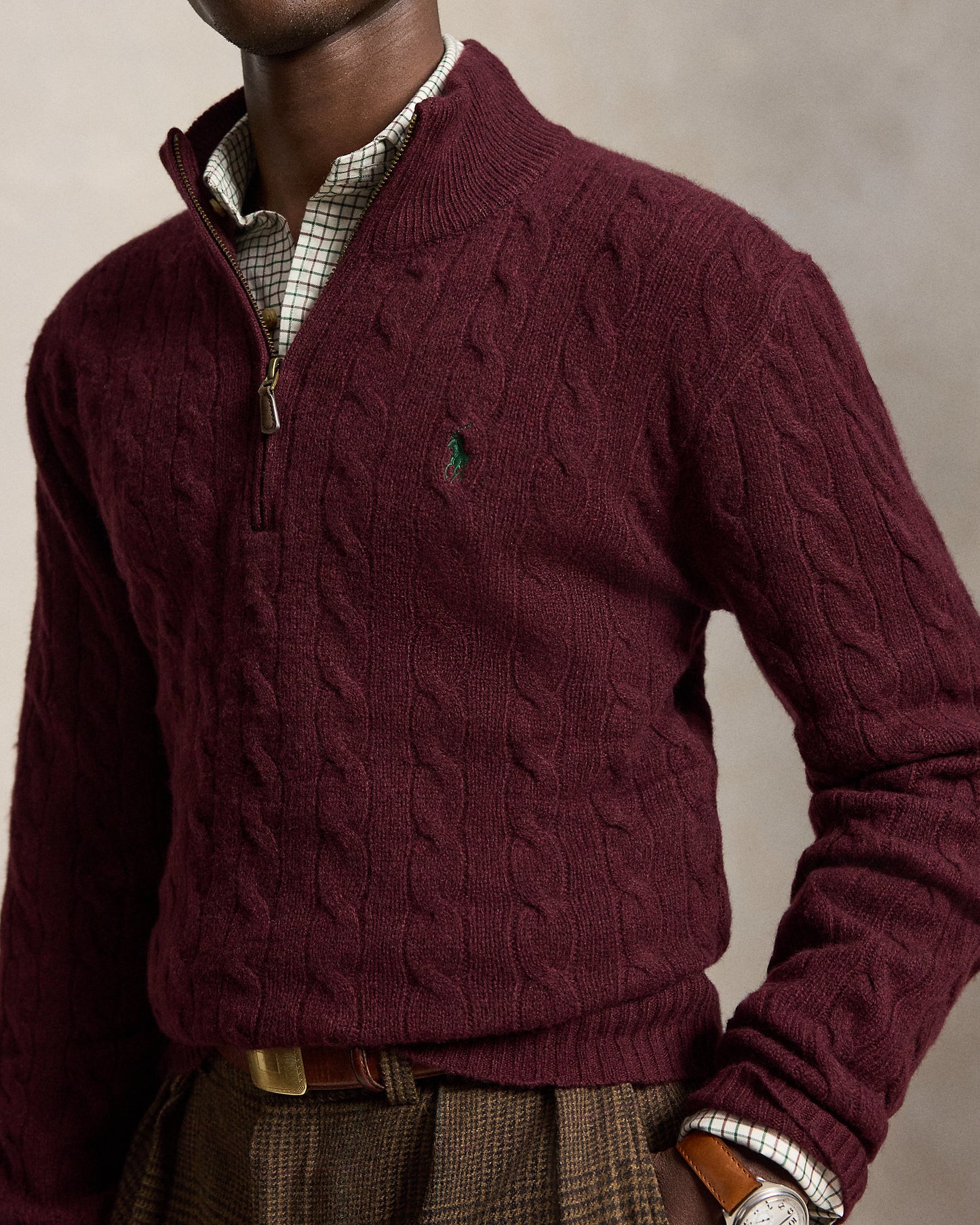 Cable-Knit Quarter-Zip Jumper