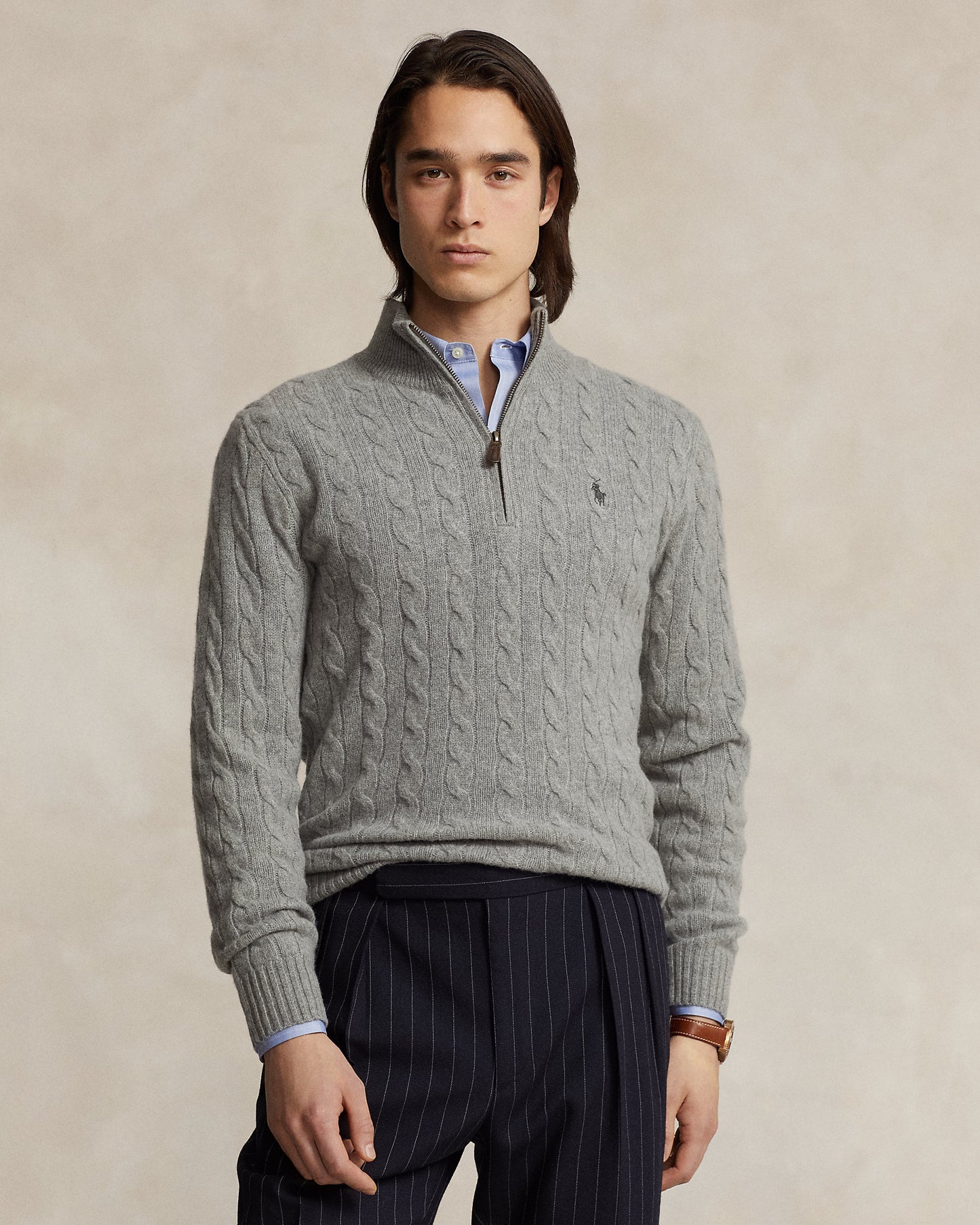 Cable-Knit Quarter-Zip Jumper