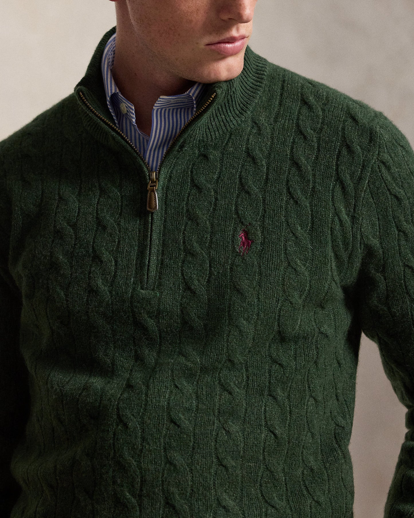 Cable-Knit Quarter-Zip Jumper