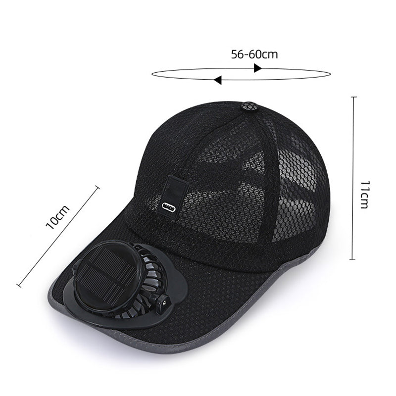 🌞🧢 Atmungsaktive Sonnenhut Baseballkappe mit integriertem Solar-Kühlgebläse